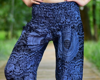 Bohotusk Night Glow Print Womens Harem Pants 3 Sizes (from 20-52 inch Waist) Hand Made Donation to Born Free Elephants with Every Sale