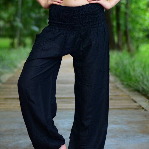 Bohotusk Plain Harem Pants 3 Sizes Available S/M, LXL, 2XL/3XL Hand Made in Thailand Stock In UK Donation to  Elephants with Every Sale