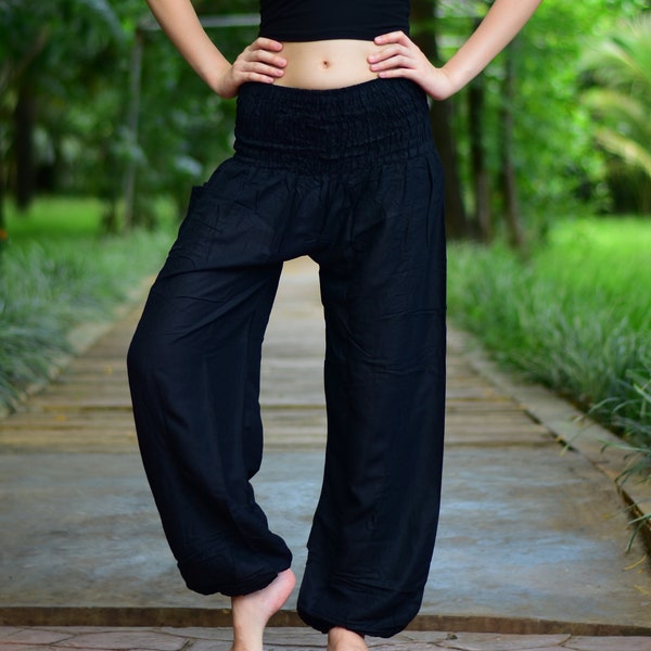 Bohotusk Womens Plain Harem Pants 4 Sizes Available S/M, LXL, 2XL/3XL, 4XL Hand Made in Thailand Stock in UK