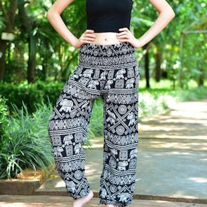 Bohotusk Elephant Print Womens Harem Pants 3 Sizes from 20-52 Inch