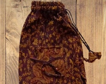 Bohotusk bruin Paisley wollen fleece harembroek alleen M/L