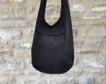 Bohotusk Solid Black Cotton Sling Shoulder Bag