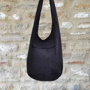 Bohotusk Solid Black Cotton Sling Shoulder Bag
