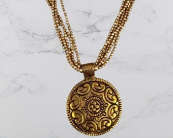 Bohotusk Brass Multi Chain Shield Pendant