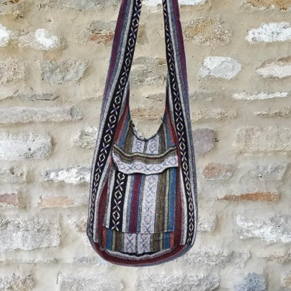 Bohotusk Multi Coloured Striped Cotton Sling Shoulder Bag