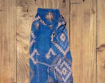 Bohotus Mid Blue Cross Woollen Fleece Harem Pants M/L Only