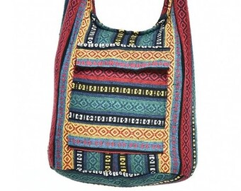 Bohotusk Bright Multi Coloured Cotton Sling Shoulder Bag