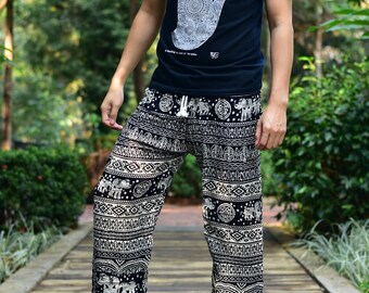 Buy wholesale Bohotusk Black Elephant Print Low Crotch Harem Pants Womens  Elasticated Smocked Waist , Small / Medium (UK Size 8 - 12)