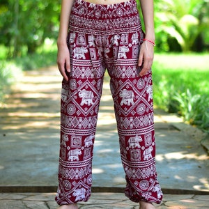 Bohotusk Elephant Print Womens Harem Pants 4 Sizes from 20-52 inch Waist Hand Made image 2