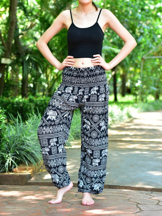 Bohotusk Elephant Print Womens Harem Pants 3 Sizes from 20-52 Inch Waist  Hand Made Donation to Elephants With Every Sale 