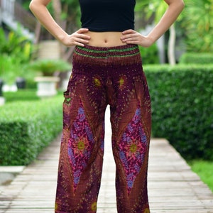 Bohotusk Moonshine Print Harem Pants S/M to 3XL 20-52 inch Waist Hand Made in Thailand Stock In UK Donation to Elephants with Every Sale image 3