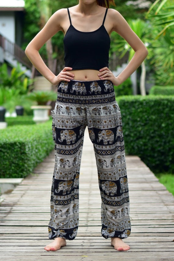 Bohotusk Elephant Savannah Print Womens Harem Pants 3 Sizes from 20 52 Inch Waist Hand Made Donation to Elephants With Every Sale Etsy Canada