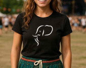 Elephant Head Cotton T-Shirt: Spiritual Yoga Boho Tee