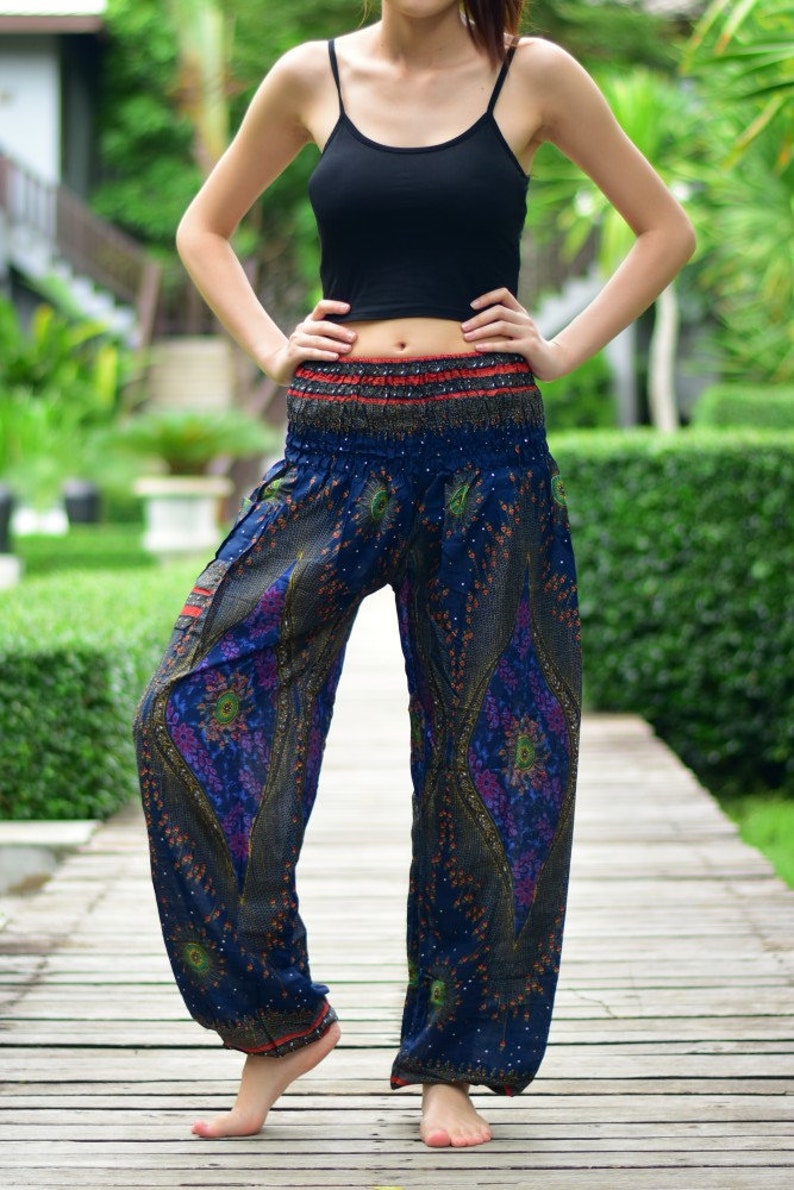 Bohotusk Moonshine Print Harem Pants S/M to 3XL 20-52 inch Waist Hand Made in Thailand Stock In UK Donation to Elephants with Every Sale image 5