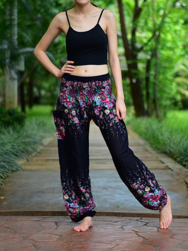 Bohotusk Floral Print Elasticated Smocked Waist Womens Harem image 1