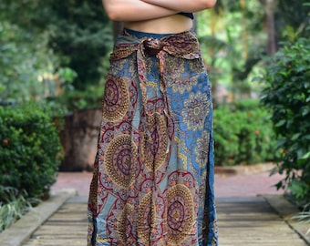Bohotusk Grey Solar Circle Long Skirt With Coconut Buckle  (& Strapless Dress) 2 in 1 Style S/M and L/XL