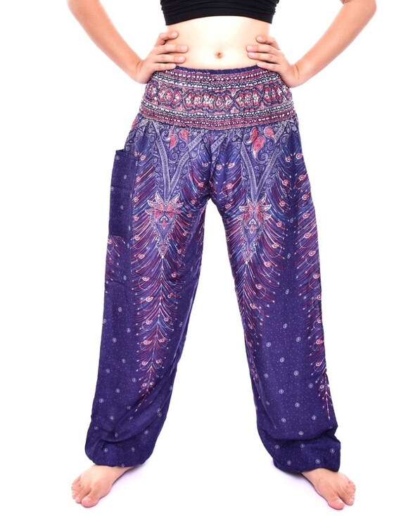 Bohotusk Peacock Print Harem Pants S/M 