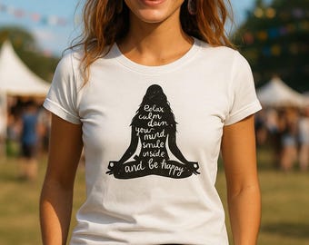 Yoga Pose Graphic Tee: Slim Fit Cotton Spiritual T-Shirt