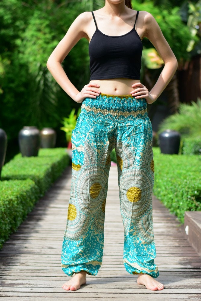 Bohotusk Garden Swirl Print Harem Pants One Size 20-42 Inch - Etsy