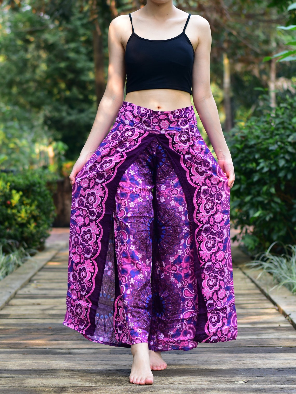 Bohotusk Purple Ink Splash Womens Palazzo Trousers S/M to L/XL | Etsy