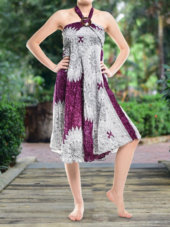 Bohotusk Purple Snowflake Print Long Skirt With Coconut Buckle & Strapless  Dress 2 in 1 Style S/M Only 