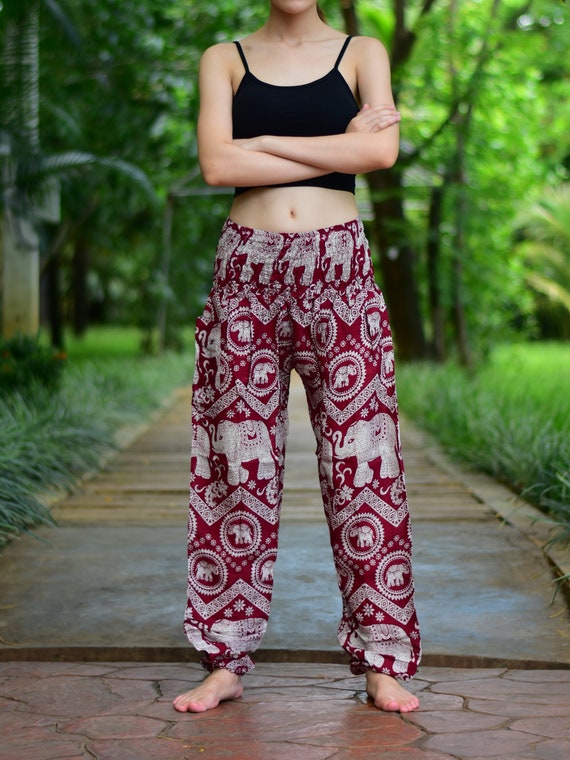 Bohotusk Elephant Paradise Print Harem Pants Elasticated Bohotusk Elephant Paradise Print Harem Pants Elasticated