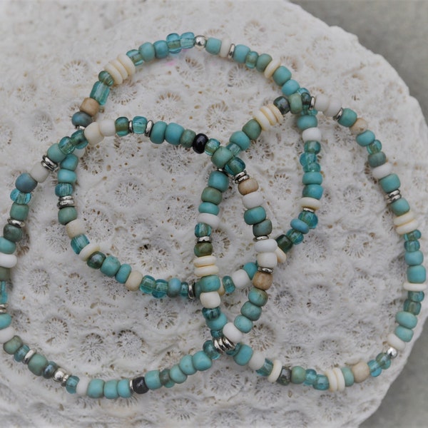 Java Glass Bead Bracelets - Cool Mediterranean