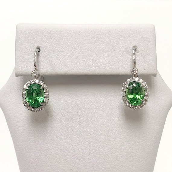 Tsavorite Garnet and Diamond Earrings - Etsy Denmark