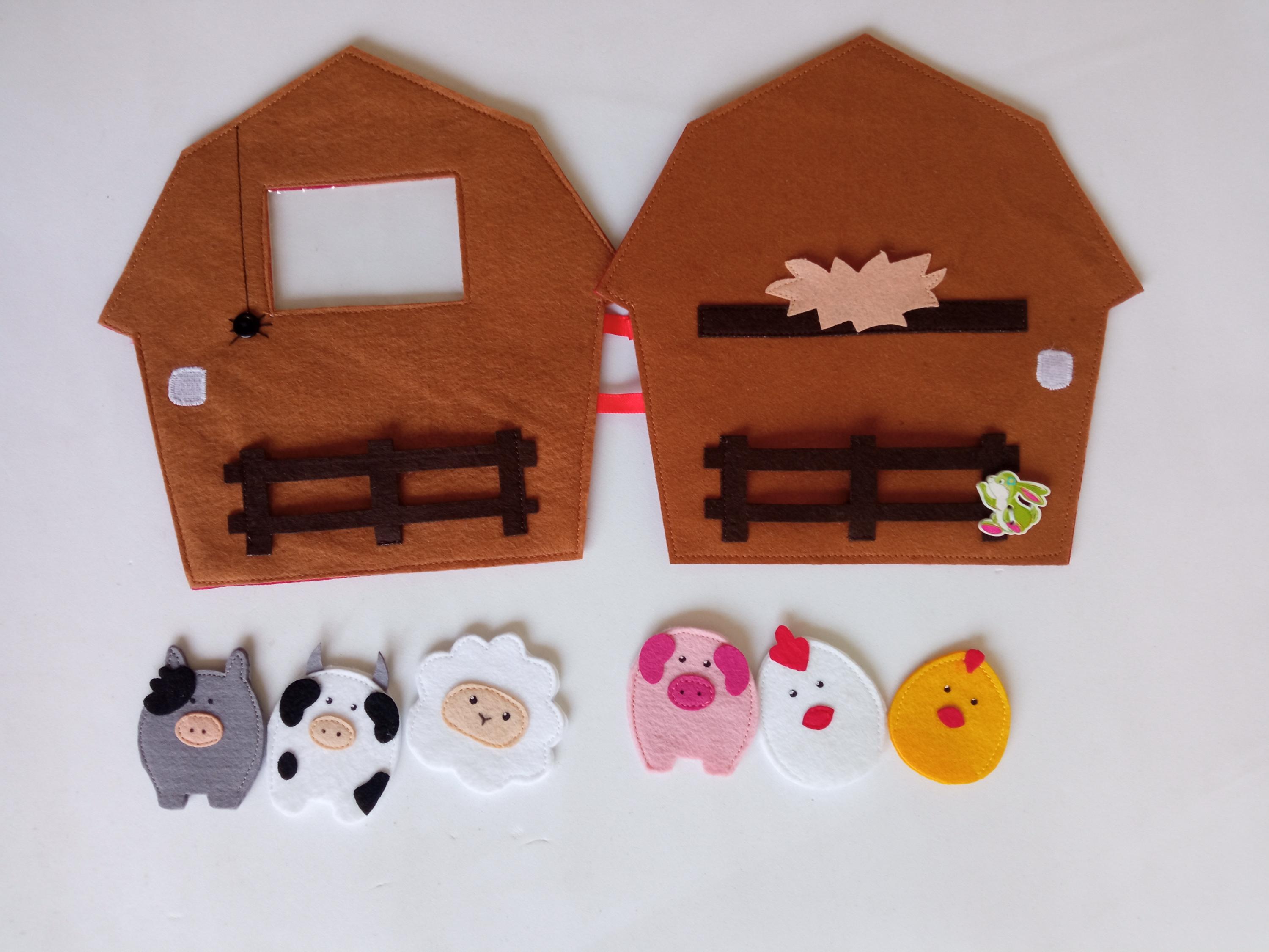 Felt Farm Animal Finger Puppets With Barn – Montessori Toy Set - Etsy