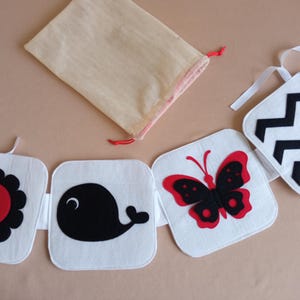 Flashcards de alto contrasto per bebês, carte Montessori per bebês, carte preto-branco-vermelho