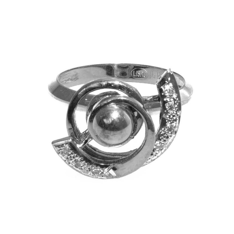 Two Swirls 14K White Gold Motion Ring With Diamonds Ring Size Etsy