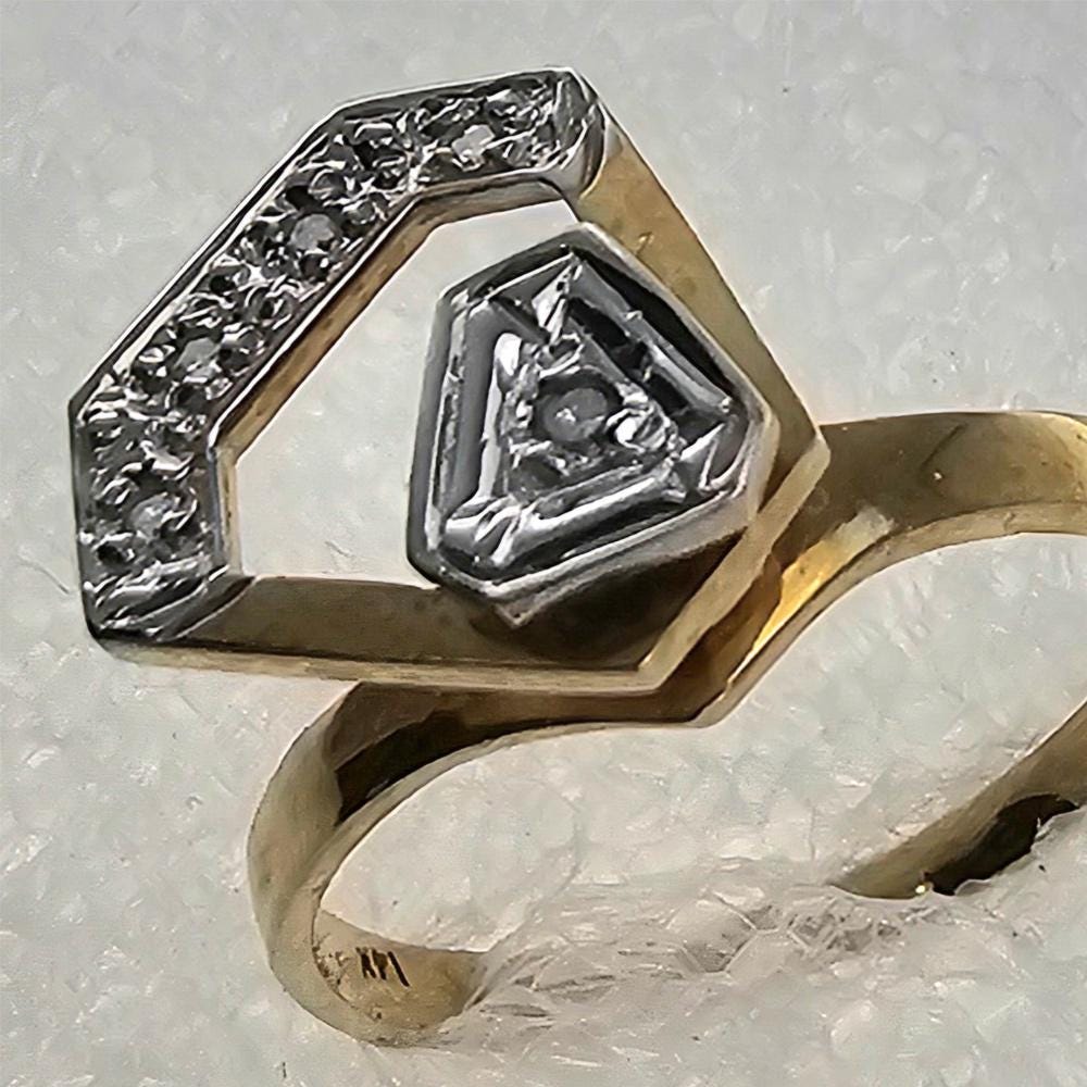 ヘキサゴンモーションリング 14Kゴールド ダイヤモンド付き - リング