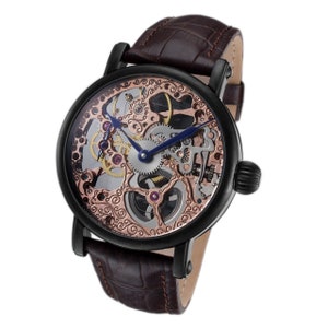Rougois Tattoo Rose Gold Mechanical Skeleton Watch