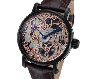Rougois Tattoo Rose Gold Mechanical Skeleton Watch