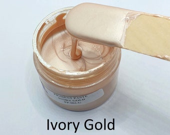 50g "IVORY GOLD" Metallic Epoxy Resin Pigment Paste kleur (50g in plastic potje) van "Just Paint"