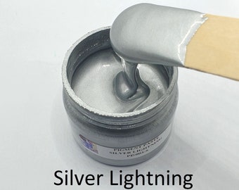 50g "SILVER LIGHTNING" Metallic Epoxy Resin Pigment Paste kleur (50g in plastic potje) van "Just Paint"