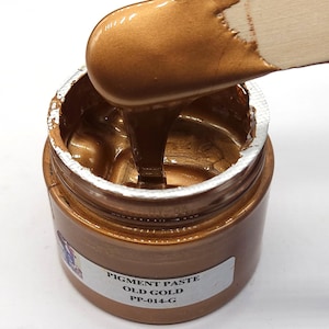 50g "OLD GOLD" Metallic Epoxy Resin Pigment Paste kleur (50g in plastic potje) van "Just Paint"