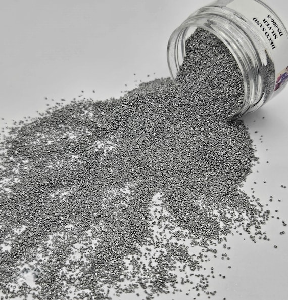 50g, 100g, 200g Silberfarbener Sand, Körnung 0,5mm, Dekosand, Vasenfüller, „SILVER“ von „Just Paint“