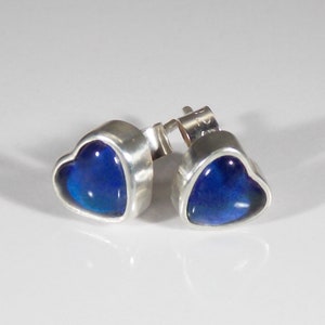 Sterlingzilveren hartvormige stemmingsoorbellen - 6 mm glazen cabochon met toplaag waterdichte stemmingsoorbellen