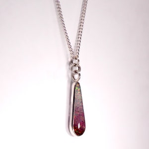 Gradient/Rainbow Coloured Crushed Opal Droplet Necklace | Multiple Choice Sterling Silver Chain Options