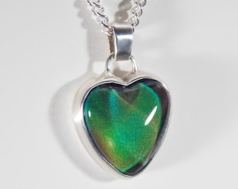 Heart Shaped Sterling Silver Mood Necklace | Multiple Choice Sterling Silver Chain Options