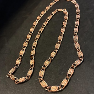 Vintage Copper and Silver Scroll Chain Necklace