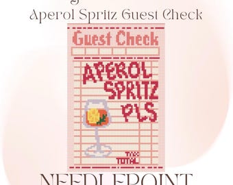 Aperol Spritz Guest Check 18 Mesh Digital Needlepoint Chart PDF