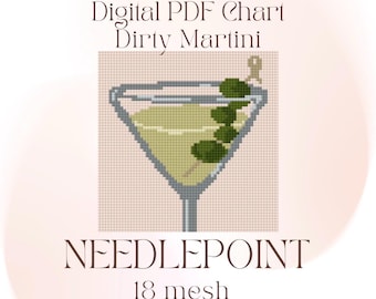 Dirty Martini 18 Mesh Digital Needlepoint Chart PDF