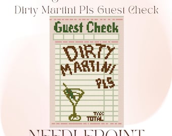 Dirty Martini Guest Check 13 Mesh Digital Needlepoint Chart PDF