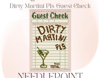 Dirty Martini Guest Check 18 Mesh Digital Needlepoint Chart PDF