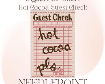 Hot Cocoa Guest Check 13 Mesh Digital Needlepoint Chart PDF