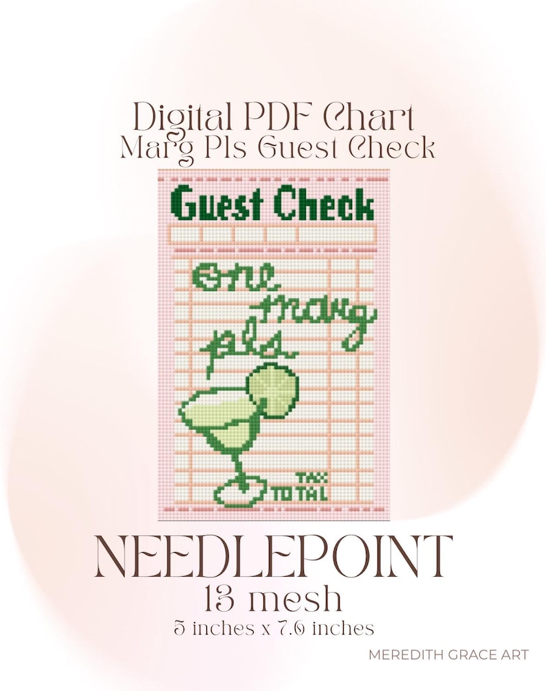 Margarita Guest Check 13 Mesh Digital Needlepoint Chart PDF image 1