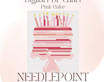 Pink Cake 18 Mesh Digital Needlepoint Chart PDF