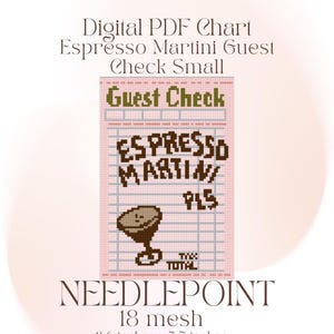 Espresso Martini gastencheque klein digitaal borduurpatroon pdf